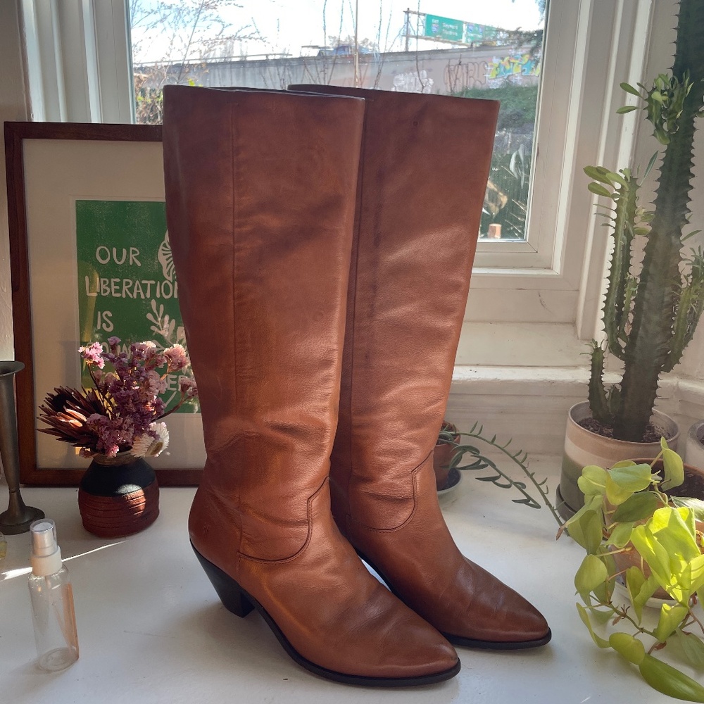 Frye Lila Slouch Boots Saddle Brown
